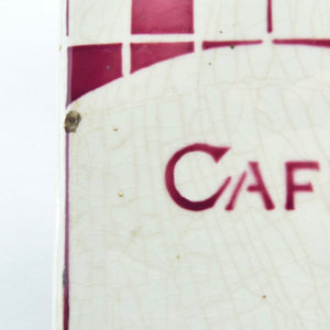 Moulin à café mural Peugeot faïence Sarreguemines carreaux rouges style Lustucru