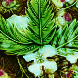 Assiette ancienne à dessert française 19e siècle feuilles décor végétal