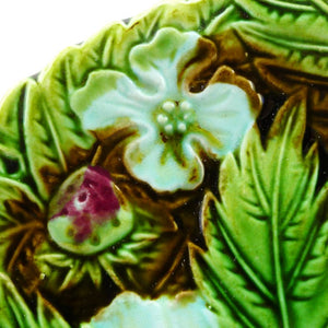 Assiette ancienne à dessert française 19e siècle feuilles décor végétal