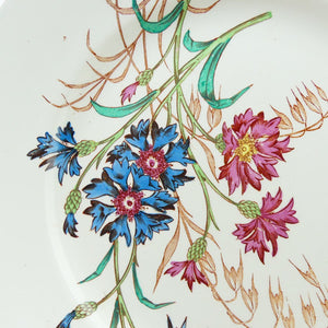 Assiette plate française 19e siècle Lunéville bleuets avec papillon N9