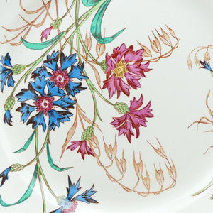Assiette plate française 19e siècle Lunéville bleuets avec papillon N9