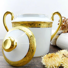 Charger l&#39;image dans la galerie, Grand sucrier porcelaine de limoges Raynaud Ambassador Gold Or véritable