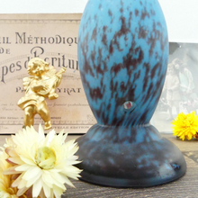 Charger l&#39;image dans la galerie, Pied de lampe en pâte de verre bleue style Art Nouveau