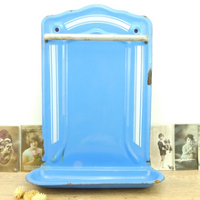 Charger l&#39;image dans la galerie, Porte ustensiles égouttoir de cuisine Française en tôle émaillée bleue
