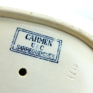 Saucière Carmen Sarreguemines bleue décor de papillons et d'insectes