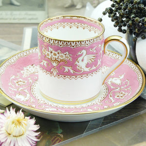 Tasses à moka anglaises staffordshire ellesmere en porcelaine rose émaillée