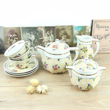 Charger l&#39;image dans la galerie, Set à thé Limoges vintage, tasses à thé Limoges, sucrier Limoges, pot de lait vintage, vaisselle à thé Limoges