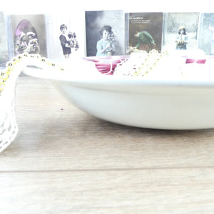 Grand plat creux décor de fleurs, plat vintage Céranord Saone, saladier décor de fleurs, vaisselle de campagne
