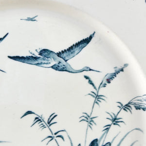 Assiette française oiseaux bleus, assiette Badonviller Nénuphar 19e siècle, oiseaux bleus