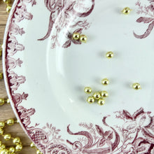 Charger l&#39;image dans la galerie, Assiette creuse Iris roses Saint Amandinoise, assiette française, vaisselle ancienne terre de fer fleur rose