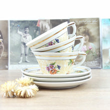 Charger l&#39;image dans la galerie, Set à thé Limoges vintage, tasses à thé Limoges, sucrier Limoges, pot de lait vintage, vaisselle à thé Limoges