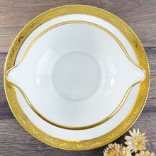 Charger l&#39;image dans la galerie, Saucière française porcelaine de Limoges et or Raynaud Ambassador Gold, vaisselle de Luxe française