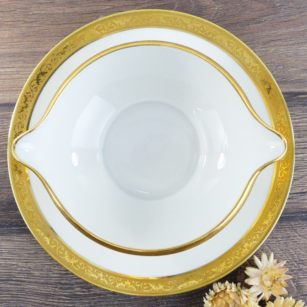 Saucière française porcelaine de Limoges et or Raynaud Ambassador Gold, vaisselle de Luxe française