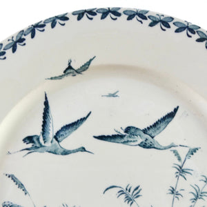 Assiette oiseaux bleus, assiette française Badonviller Nénuphar 19e siècle, oiseaux bleues et fleurs bleues, shabby chic