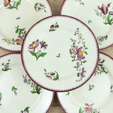 Charger l&#39;image dans la galerie, 5 assiettes à dessert Sarreguemines Strasbourg 19e siècle, anciennes assiettes Sarreguemines, assiettes à fleurs anciennes