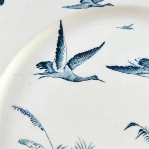 Assiette française oiseaux bleus, assiette Badonviller Nénuphar 19e siècle, oiseaux bleus