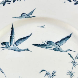 Assiette française oiseaux bleus, assiette Badonviller Nénuphar 19e siècle, oiseaux bleus