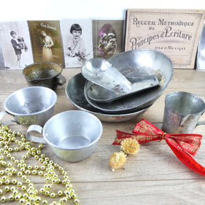 Objets de cuisine militaires en métal 1914-18, objets en métal collection guerre mondiale