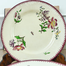 Charger l&#39;image dans la galerie, 5 assiettes à dessert Sarreguemines Strasbourg 19e siècle, anciennes assiettes Sarreguemines, assiettes à fleurs anciennes