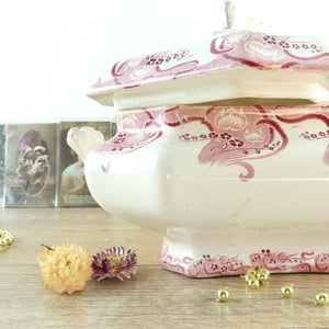 Soupière Longwy Champagne couleur rose shabby chic