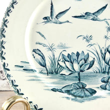 Charger l&#39;image dans la galerie, Assiette oiseaux bleus, assiette française Badonviller Nénuphar 19e siècle, oiseaux bleues et fleurs bleues, shabby chic