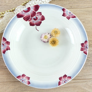 Grand plat creux décor de fleurs, plat vintage Céranord Saone, saladier décor de fleurs, vaisselle de campagne