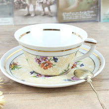 Charger l&#39;image dans la galerie, Set à thé Limoges vintage, tasses à thé Limoges, sucrier Limoges, pot de lait vintage, vaisselle à thé Limoges