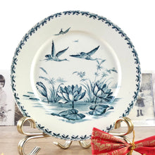 Charger l&#39;image dans la galerie, Assiette oiseaux bleus, assiette française Badonviller Nénuphar 19e siècle, oiseaux bleues et fleurs bleues, shabby chic